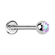 Micro threadless labret silver with ball crystal multicolor
