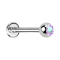 Micro Threadless Labret argenté avec boule de cristal multicolore