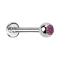 Micro Threadless Labret argenté avec boule de cristal rose