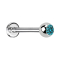 Micro Threadless Labret argenté avec boule cristal aqua