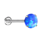Micro Threadless Labret silver opal blue set