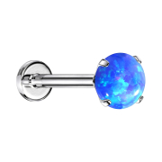 Micro Threadless Labret silber Opal blau gefasst
