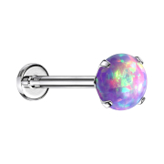 Labret Micro Threadless argenté opale violette sertie
