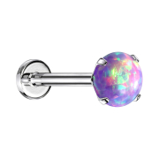 Labret Micro Threadless argenté opale violette sertie