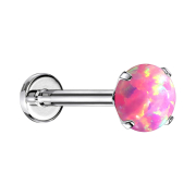 Micro threadless labret silver opal pink set