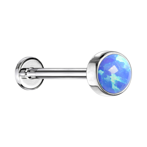 Labret microfilettato argento cilindro piatto con blu opalino