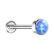 Micro threadless labret silver cylinder flat with opal blue