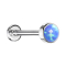 Micro threadless labret silver cylinder flat with opal blue