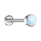 Micro Threadless Labret silber Zylinder Flach mit Opal weiss