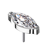 Sans filetage argent avec cristal ovale argent