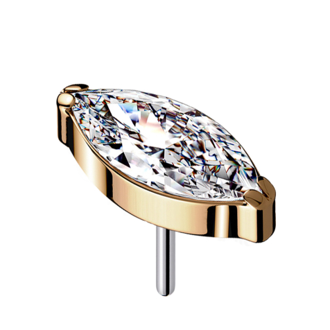 Threadless or rose avec cristal ovale argenté