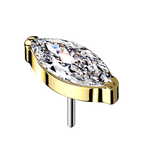 Threadless gold-plated with oval crystal silver