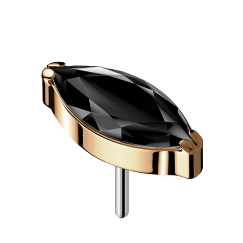 Threadless rose gold with oval crystal black