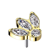 Threadless plaqué or trois ovales et cristal...