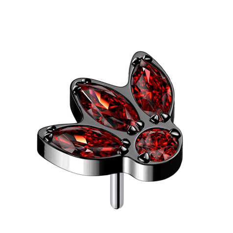 Threadless noir trois ovales et cristal rouge