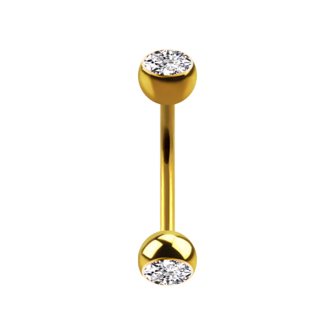 Micro banana gold-plated with two silver crystal balls