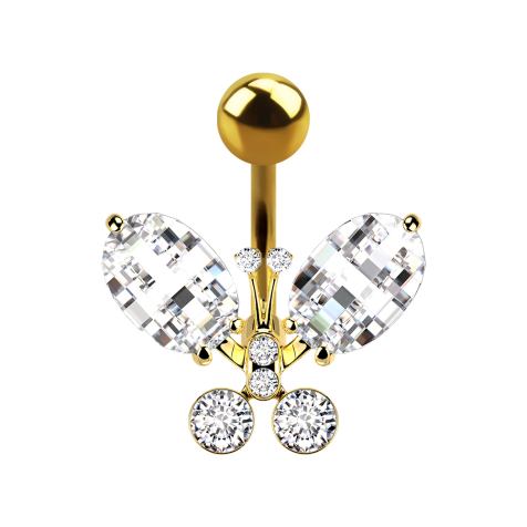 Banane plaquée or 14k avec boule papillon