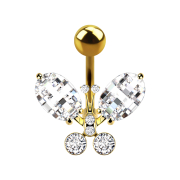 Banane plaquée or 14k avec boule papillon