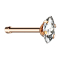 Nose stud straight rose gold oval crystal silver set