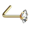 Perno nasale angolato in cristallo ovale placcato oro con incastonatura in argento