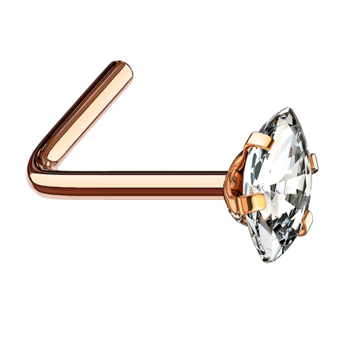 Clous de nez angulaires or rose cristal ovale argenté