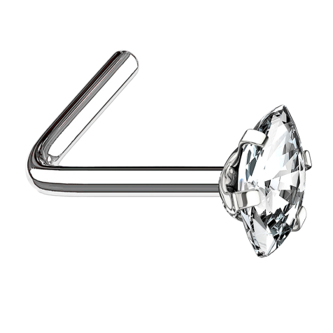 Nasenstecker gewinkelt silber Oval Kristall silber gefasst