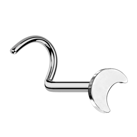 Orecchino a bottone senza filetto curvo argento Luna argento