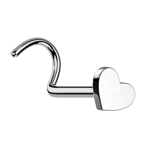 Orecchino a bottone senza filetto, curvo, argento Cuore argento