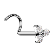 Threadless nose stud, curved, silver, triangle, three...