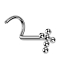 Nose stud, curved, silver, cross, balls