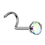 Nose stud curved silver round crystal multicolor set