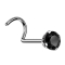 Nasenstecker gebogen silber runder Kristall schwarz gefasst