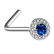 Nasenstecker gewinkelt silber Kristallkreis mit grossem...