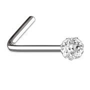 Clous de nez coudés argent Boule de cristal argent