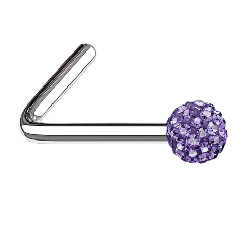 Borchia nasale angolata in argento con sfera di cristallo in tanzanite