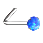 Nose stud angled silver opal blue set