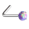 Nose stud angled silver opal violet set
