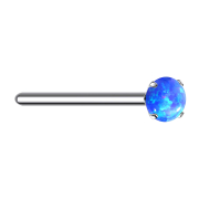 Bent nose studs, silver, set with blue opal