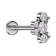 Micro labret internal thread silver six balls five...