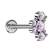 Micro labret internal thread silver six beads five...