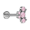 Micro Labret Innengewinde silber sechs Kugeln fünf Kristalle pink