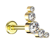 Micro labret internal thread gold-plated five crystals...