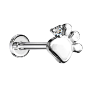 Micro Threadless Labret silver Paw silver Crystal silver