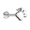 Micro Threadless Labret silver Paw silver Crystal silver