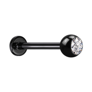 Micro Threadless Labret noir avec boule de cristal...