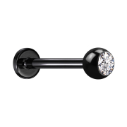 Micro Threadless Labret black with ball crystal silver