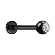 Micro Threadless Labret noir avec boule de cristal...