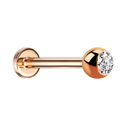Micro Threadless Labret rose gold with ball crystal silver