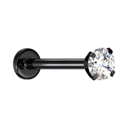Micro Threadless Labret black with crystal silver set