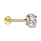 Labret microfilettato placcato oro con cristallo incastonato argento
